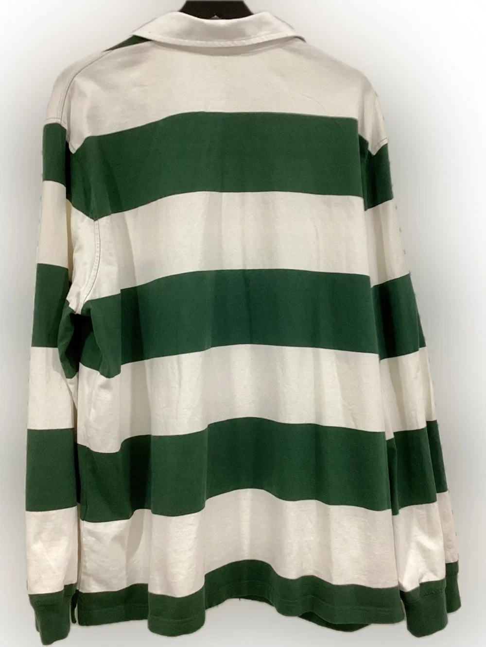Levi’s Rugby Shirt Men’s XL Green White Stripe Relaxed Fit Long Sleeve Polo